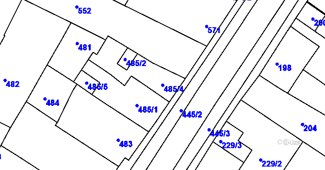 Parcela st. 485/4 v KÚ Křimice, Katastrální mapa