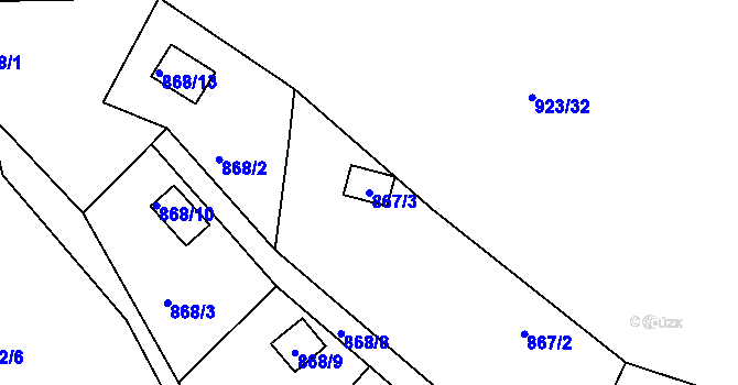 Parcela st. 867/3 v KÚ Křimice, Katastrální mapa