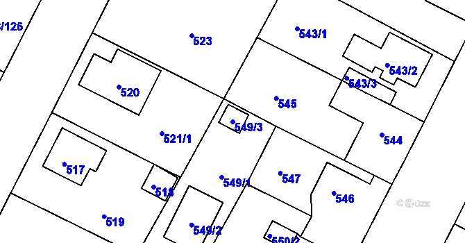 Parcela st. 549/3 v KÚ Křimice, Katastrální mapa