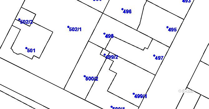 Parcela st. 499/2 v KÚ Křimice, Katastrální mapa