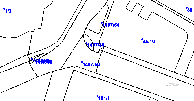 Parcela st. 1497/53 v KÚ Křimice, Katastrální mapa