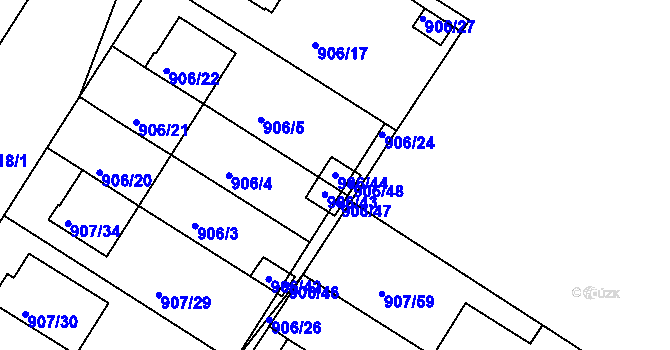 Parcela st. 906/44 v KÚ Křimice, Katastrální mapa