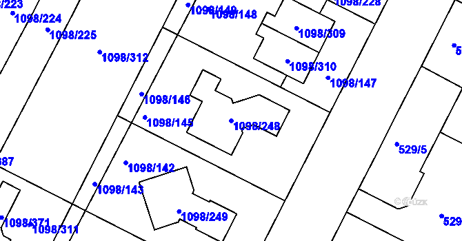 Parcela st. 1098/248 v KÚ Křimice, Katastrální mapa
