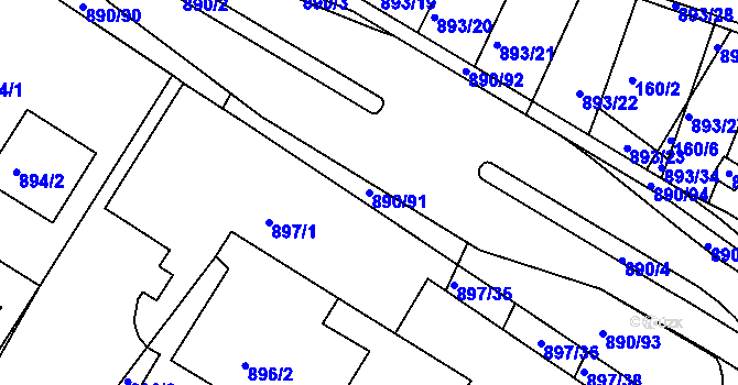 Parcela st. 890/91 v KÚ Křimice, Katastrální mapa