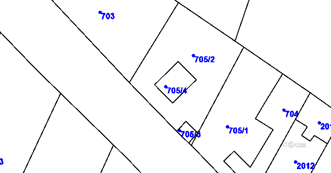 Parcela st. 705/4 v KÚ Křimice, Katastrální mapa