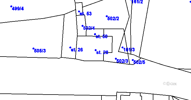 Parcela st. 28 v KÚ Domina, Katastrální mapa