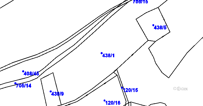 Parcela st. 438/1 v KÚ Domina, Katastrální mapa