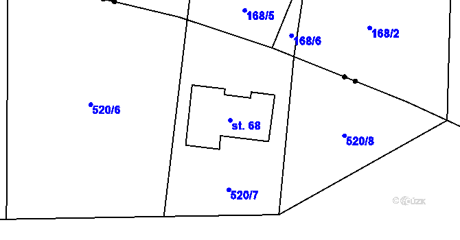 Parcela st. 68 v KÚ Domina, Katastrální mapa
