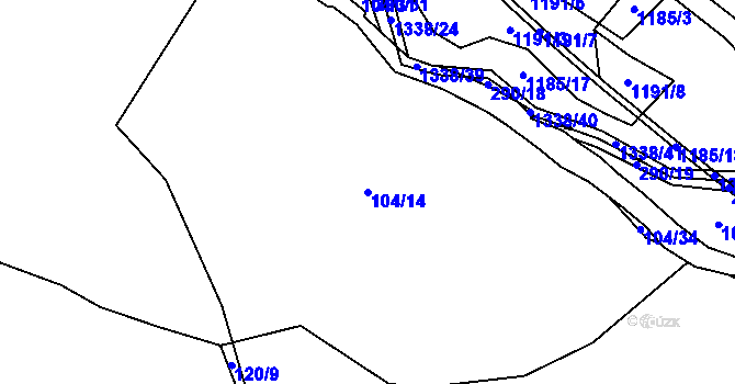 Parcela st. 104/14 v KÚ Krásná Lípa u Křimova, Katastrální mapa