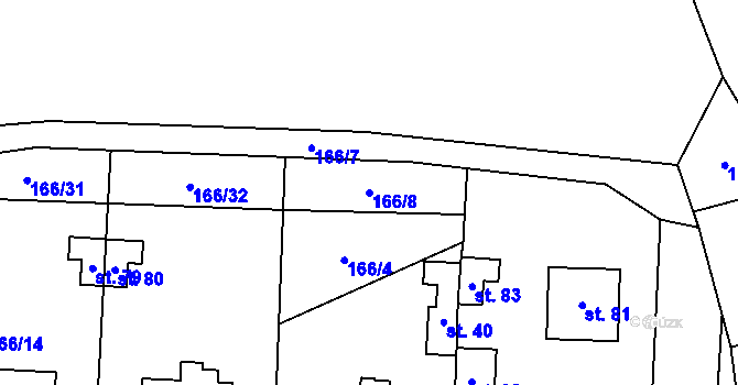 Parcela st. 166/8 v KÚ Krásná Lípa u Křimova, Katastrální mapa