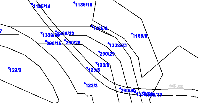 Parcela st. 290/29 v KÚ Krásná Lípa u Křimova, Katastrální mapa