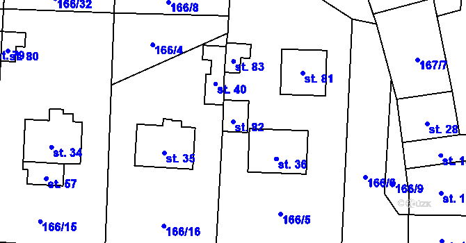 Parcela st. 82 v KÚ Krásná Lípa u Křimova, Katastrální mapa