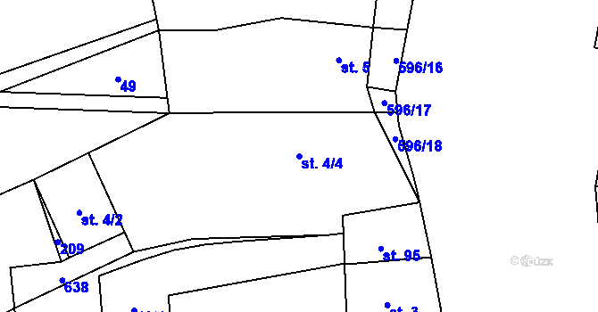 Parcela st. 4/4 v KÚ Křimov, Katastrální mapa
