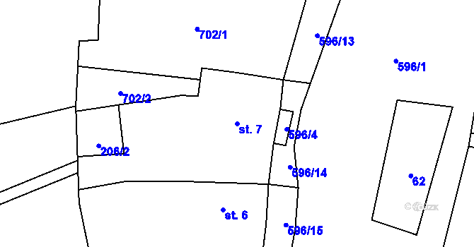 Parcela st. 7 v KÚ Křimov, Katastrální mapa