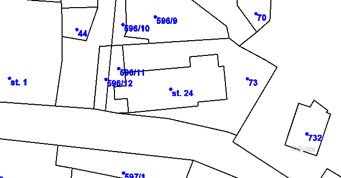 Parcela st. 24 v KÚ Křimov, Katastrální mapa