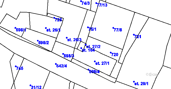 Parcela st. 27/2 v KÚ Křimov, Katastrální mapa