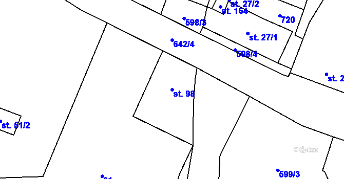 Parcela st. 98 v KÚ Křimov, Katastrální mapa