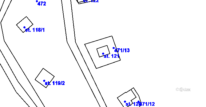 Parcela st. 121 v KÚ Křimov, Katastrální mapa