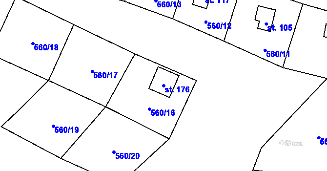 Parcela st. 176 v KÚ Křimov, Katastrální mapa