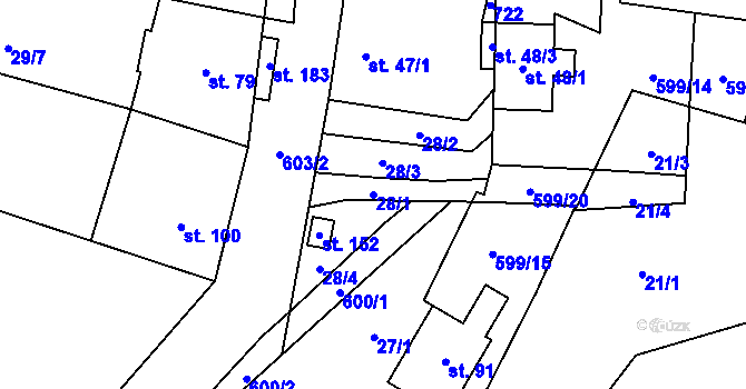 Parcela st. 28/1 v KÚ Křimov, Katastrální mapa