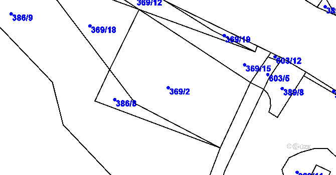 Parcela st. 369/2 v KÚ Křimov, Katastrální mapa