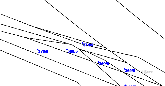 Parcela st. 374/5 v KÚ Křimov, Katastrální mapa