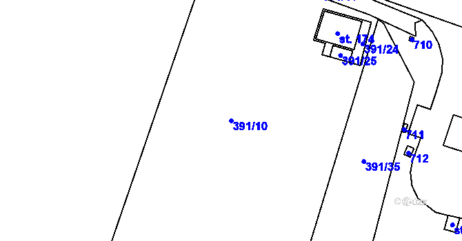 Parcela st. 391/10 v KÚ Křimov, Katastrální mapa