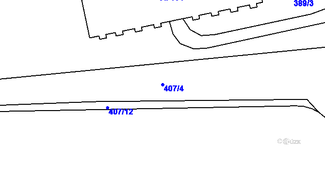 Parcela st. 407/4 v KÚ Křimov, Katastrální mapa