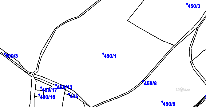 Parcela st. 450/1 v KÚ Křimov, Katastrální mapa