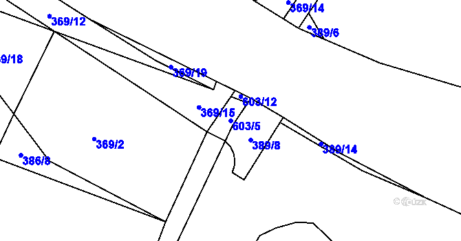 Parcela st. 603/5 v KÚ Křimov, Katastrální mapa