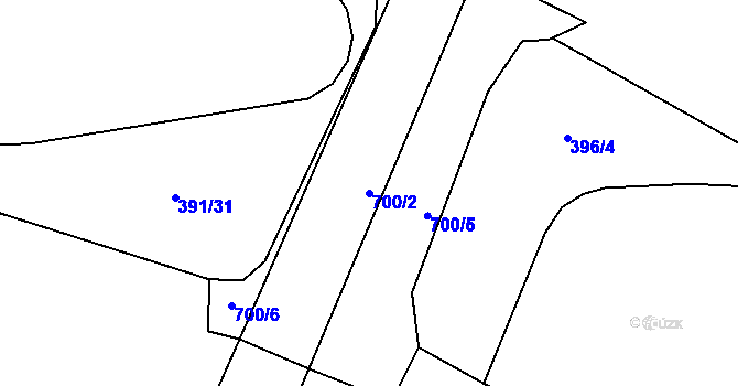 Parcela st. 700/2 v KÚ Křimov, Katastrální mapa