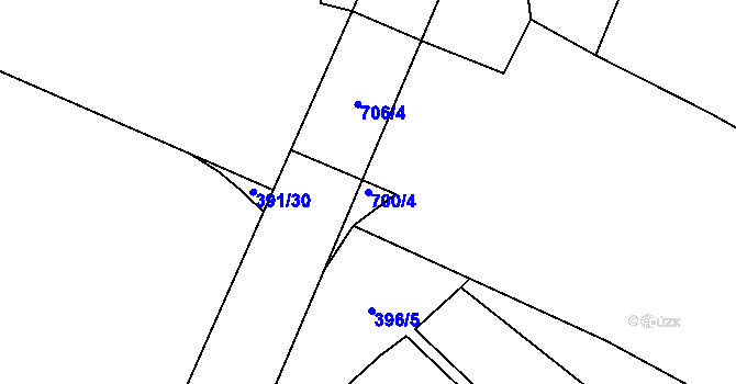 Parcela st. 700/4 v KÚ Křimov, Katastrální mapa