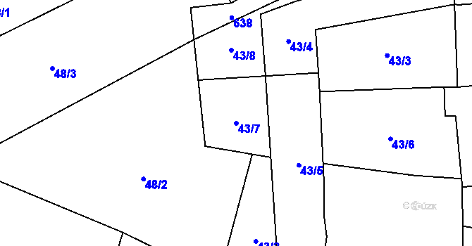 Parcela st. 43/7 v KÚ Křimov, Katastrální mapa