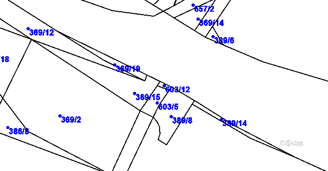 Parcela st. 603/12 v KÚ Křimov, Katastrální mapa