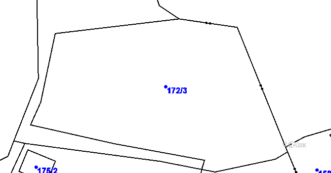 Parcela st. 172/3 v KÚ Strážky u Křimova, Katastrální mapa