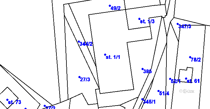 Parcela st. 1/1 v KÚ Suchdol u Křimova, Katastrální mapa