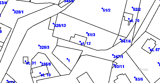 Parcela st. 12 v KÚ Suchdol u Křimova, Katastrální mapa