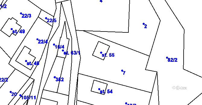 Parcela st. 55 v KÚ Suchdol u Křimova, Katastrální mapa