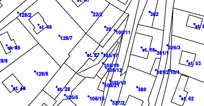 Parcela st. 105/17 v KÚ Suchdol u Křimova, Katastrální mapa