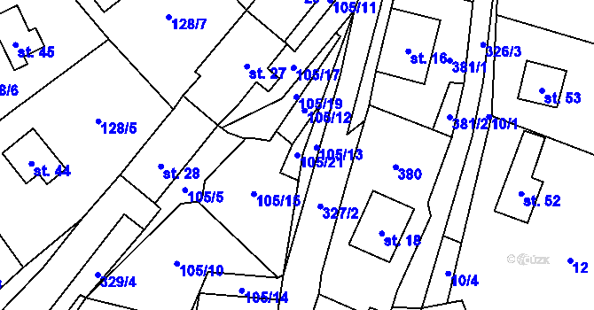 Parcela st. 105/21 v KÚ Suchdol u Křimova, Katastrální mapa