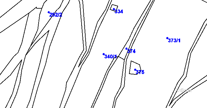 Parcela st. 340/1 v KÚ Menhartice u Křimova, Katastrální mapa