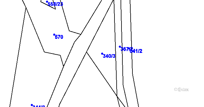 Parcela st. 340/3 v KÚ Menhartice u Křimova, Katastrální mapa
