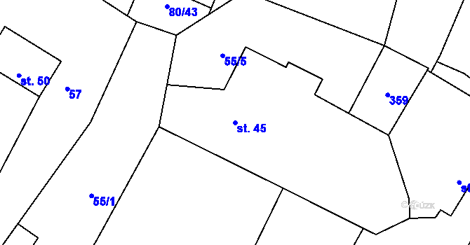 Parcela st. 45 v KÚ Bošín, Katastrální mapa