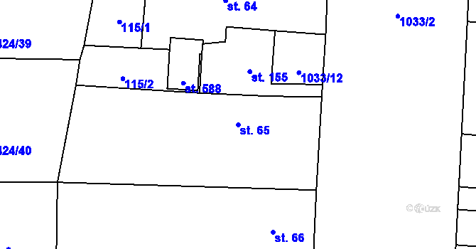 Parcela st. 65 v KÚ Křinec, Katastrální mapa