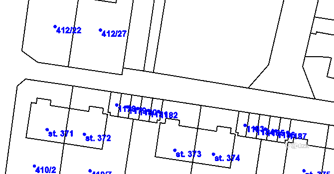 Parcela st. 424/5 v KÚ Křinec, Katastrální mapa
