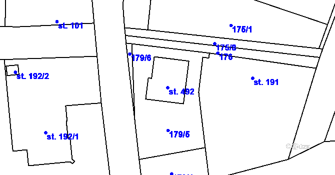 Parcela st. 492 v KÚ Křinec, Katastrální mapa