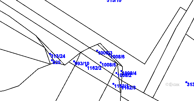 Parcela st. 1008/3 v KÚ Křinec, Katastrální mapa