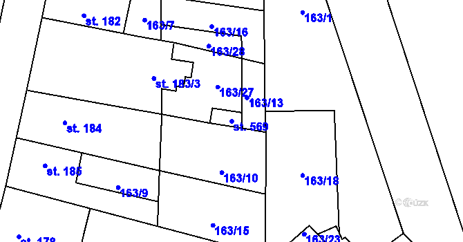 Parcela st. 569 v KÚ Křinec, Katastrální mapa