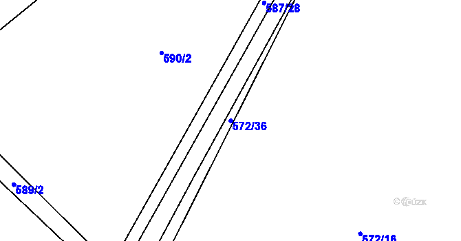 Parcela st. 572/36 v KÚ Křinec, Katastrální mapa
