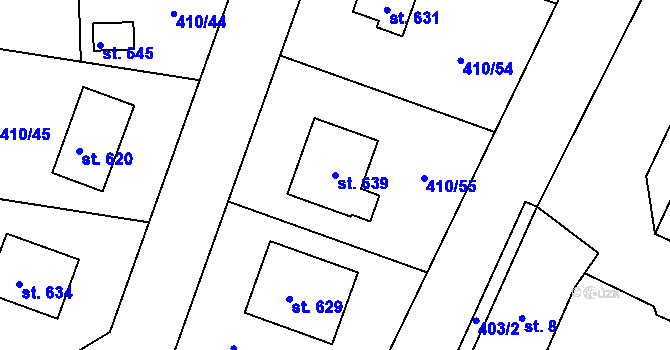 Parcela st. 639 v KÚ Křinec, Katastrální mapa